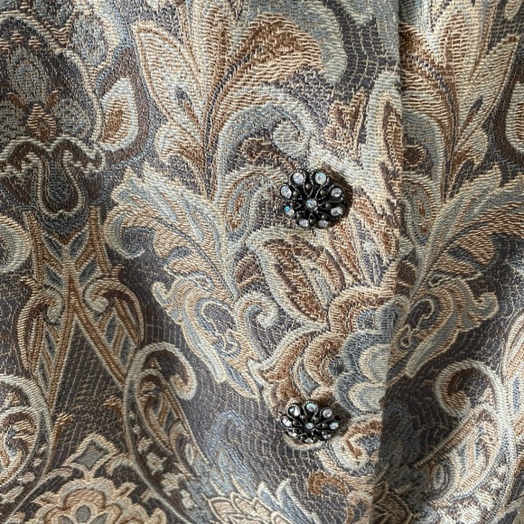 Vintage Focus 2000 Green Floral Brocade Blazer Size 12P - Picture 7 of 8